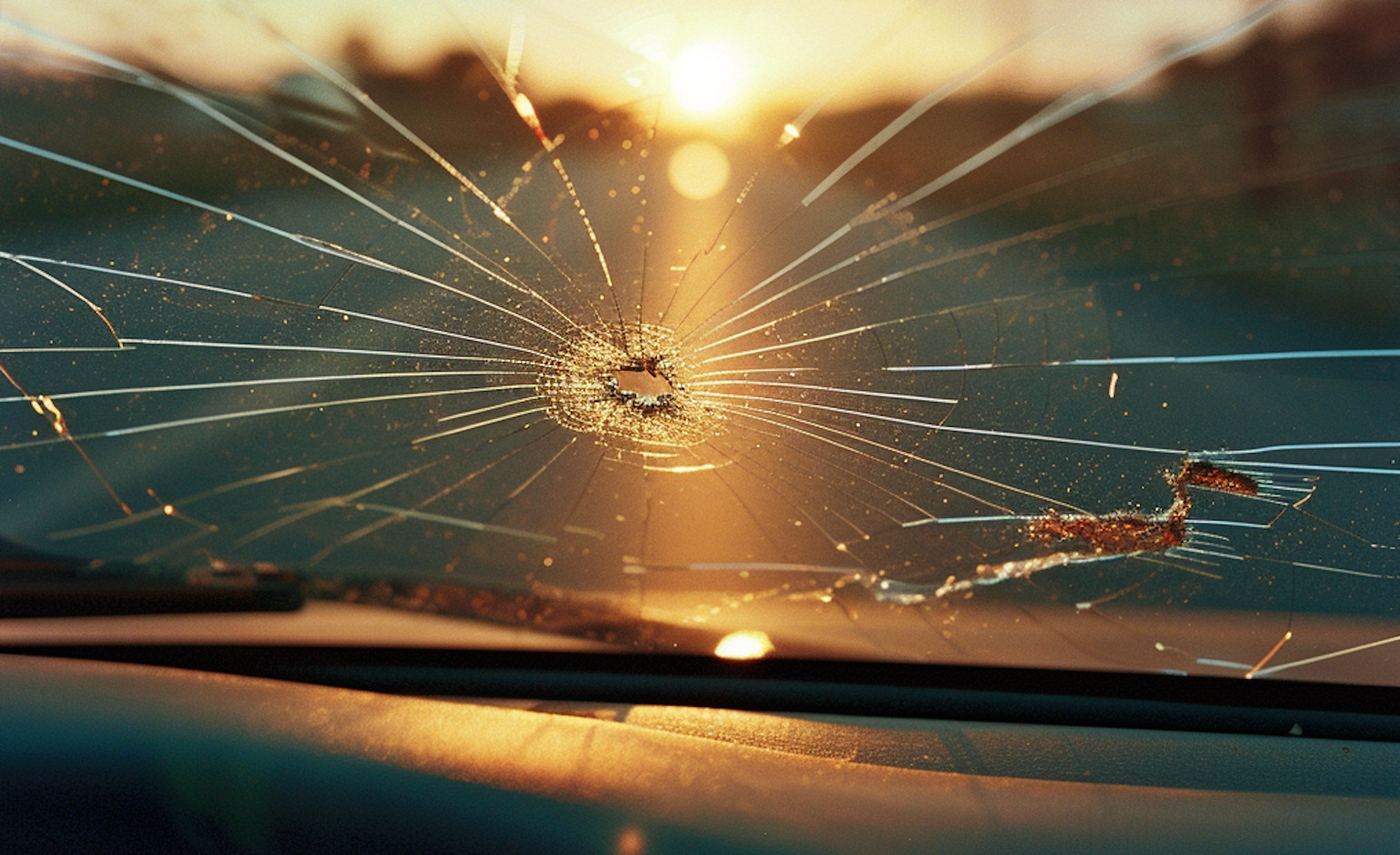 A cracked windshield impairs the driver’s vision